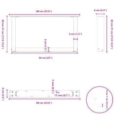 Petromila Nohy konferenčního stolku ve tvaru U černé 60x(30-31) cm ocel