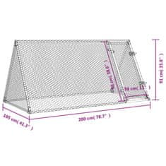 Petromila Klec pro kuřata stříbrná 200 x 105 x 91 cm pozinkovaná ocel