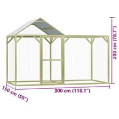 Vidaxl Klec pro kuřata 3 x 1,5 x 2 m impregnovaná borovice