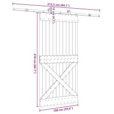 Vidaxl Posuvné dveře s kováním 100 x 210 cm masivní borové dřevo