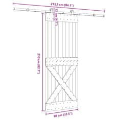 Vidaxl Posuvné dveře s kováním 80 x 210 cm masivní borové dřevo