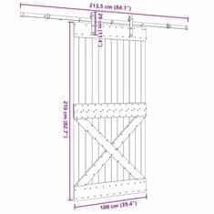 Vidaxl Posuvné dveře s kováním 100 x 210 cm masivní borové dřevo