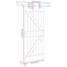 Vidaxl Posuvné dveře s kováním 85 x 210 cm masivní borové dřevo