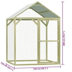 Vidaxl Klec pro kuřata 1,5 x 1,5 x 2 m ocel