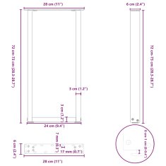 Vidaxl Nohy konferenčního stolku ve tvaru U 2 ks bílé 28x(72-73) cm