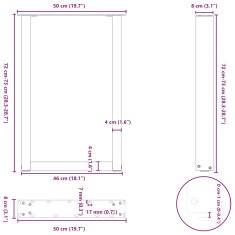 Vidaxl Nohy konferenčního stolku ve tvaru U 2 ks černé 50x(72-73) cm