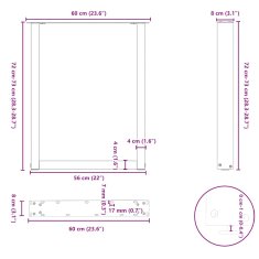 Vidaxl Nohy konferenčního stolku ve tvaru U 2 ks bílé 60x(72-73) cm