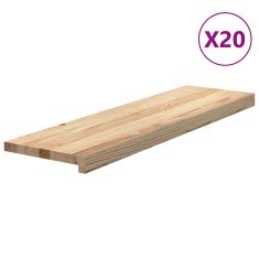 Vidaxl Nášlapy na schody 20 ks neošetřené 90x25x2 cm masivní dub