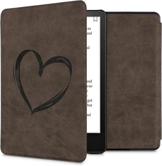 KW Mobile Pouzdro KW Mobile Felt Brushed Heart - KW5625802 - pro Amazon Kindle Paperwhite 5 (2021) - hnědé