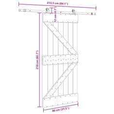 Vidaxl Posuvné dveře s kováním 80 x 210 cm masivní borové dřevo