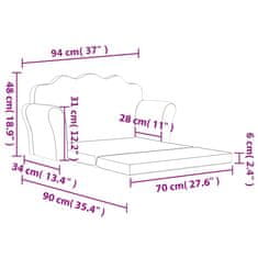 Vidaxl Dětská rozkládací pohovka 2místná krémová měkký plyš