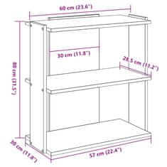 Vidaxl Knihovna se 3 policemi dub sonoma 60x30x80 cm kompozit