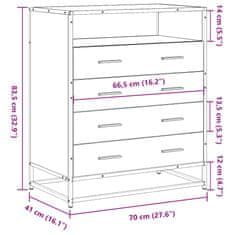 Vidaxl Komoda se zásuvkami sonoma dub 70x41x70 cm kompozitní dřevo