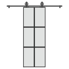 Vidaxl Posuvné dveře s kováním 76x205 cm tvrzeného sklo a hliník