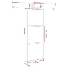 Vidaxl Posuvné dveře s kováním 76x205 cm tvrzeného sklo a hliník