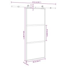 Vidaxl Posuvné dveře s kováním 90x205 cm tvrzeného sklo a hliník