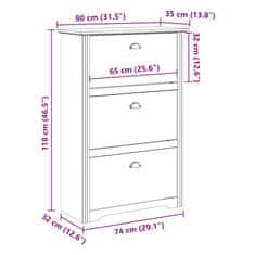 Vidaxl Botník "BODO" bílý a hnědá 80x35x118 cm