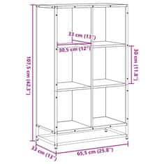 Vidaxl Knihovna kouřový dub 65,5x33x107,5 cm kompozitní dřevo