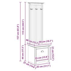 Vidaxl Předsíňová skříň s háčky "BODO" bílý 50x40x157 cm