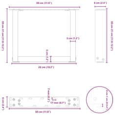 Vidaxl Nohy konferenčního stolku ve tvaru U 2 ks černé 30x(30-31) cm