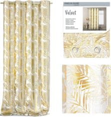 AmeliaHome Závěs Velvet Golden Leaves bílý, velikost 140x245