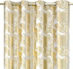 AmeliaHome Závěs Velvet Golden Leaves bílý, velikost 140x245