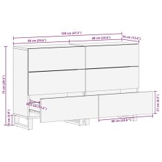 Vidaxl Příborníky 2 ks černé 60 x 33 x 75 cm masivní mangovník