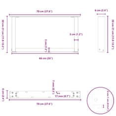 Vidaxl Nohy konferenčního stolku ve tvaru U 2 ks 70x(30-31) cm ocel