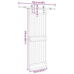 Vidaxl Posuvné dveře s kováním 70 x 210 cm masivní borové dřevo