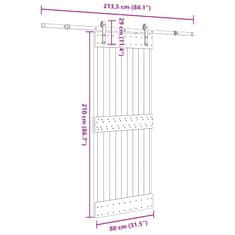 Vidaxl Posuvné dveře s kováním 80 x 210 cm masivní borové dřevo