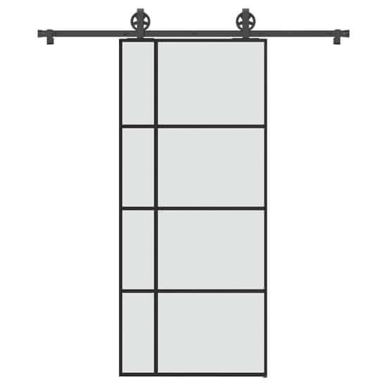 Vidaxl Posuvné dveře s kováním 90x205 cm ESG sklo a hliník