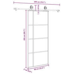 Vidaxl Posuvné dveře s kováním 90x205 cm ESG sklo a hliník