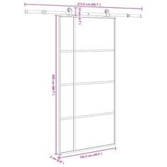 Vidaxl Posuvné dveře s kováním 102,5 x 205 cm ESG sklo a hliník