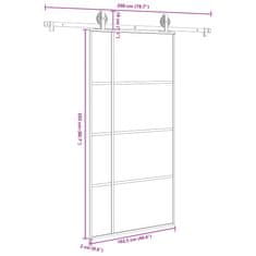 Vidaxl Posuvné dveře s kováním 102,5 x 205 cm ESG sklo a hliník