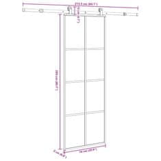 Vidaxl Posuvné dveře s kováním 76x205 cm ESG sklo a hliník