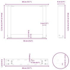 Vidaxl Nohy konferenčního stolku ve tvaru U 2 ks černé 40x(30-31) cm