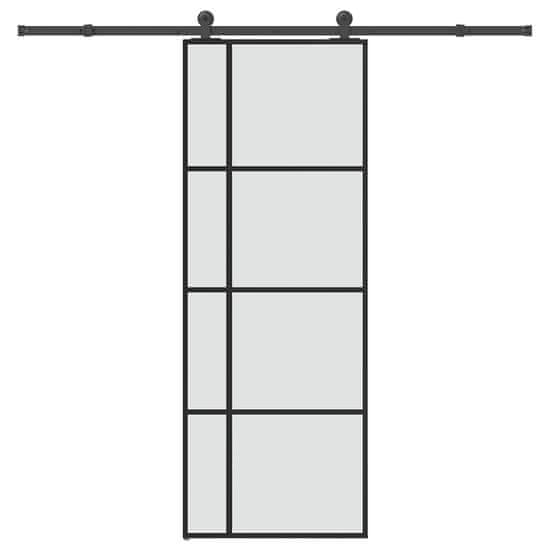 shumee vidaXL Posuvné dveře s kováním 76x205 cm ESG sklo a hliník