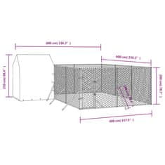 Vidaxl Venkovní psí kotec se střechou stříbrný 6 x 6 x 2,5 m ocel