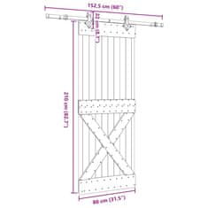 Vidaxl Posuvné dveře s kováním 80 x 210 cm masivní borové dřevo