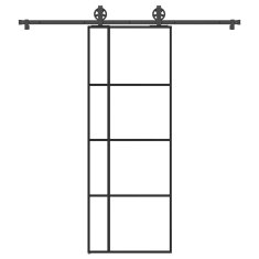 Vidaxl Posuvné dveře s kováním 76x205 cm ESG sklo a hliník