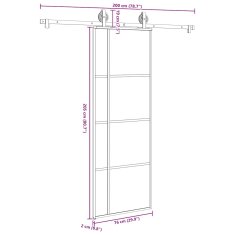 Vidaxl Posuvné dveře s kováním 76x205 cm ESG sklo a hliník