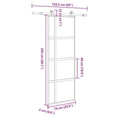 Vidaxl Posuvné dveře s kováním 76x205 cm tvrzeného sklo a hliník