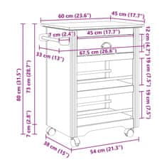 Vidaxl Kuchyňský vozík "BODO" bílý 67,5x45x80 cm