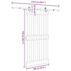 Vidaxl Posuvné dveře s kováním 100 x 210 cm masivní borové dřevo