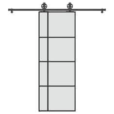 shumee vidaXL Posuvné dveře s kováním 76x205 cm ESG sklo a hliník