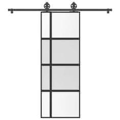 shumee vidaXL Posuvné dveře s kováním 76x205 cm tvrzeného sklo a hliník