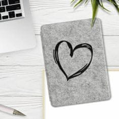 KW Mobile Pouzdro KW Mobile Felt Brushed Heart - KW5626005 - pro Amazon Kindle Paperwhite 5 (2021) - světle šedé