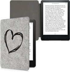 KW Mobile Pouzdro KW Mobile Felt Brushed Heart - KW5626005 - pro Amazon Kindle Paperwhite 5 (2021) - světle šedé