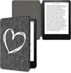 KW Mobile Pouzdro KW Mobile Felt Brushed Heart - KW5626003 - pro Amazon Kindle Paperwhite 5 (2021) - tmavě šedé