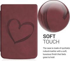 KW Mobile Pouzdro KW Mobile - Brushed Heart - KW5022804 - pro Pocketbook 616/617/627/628/632/633 - tmavě červené